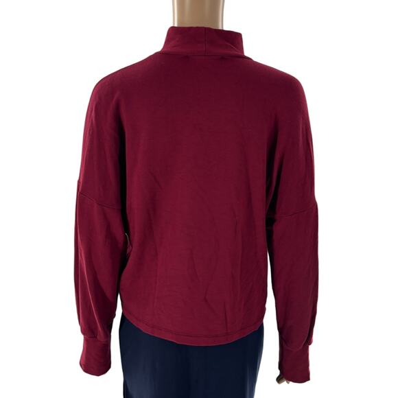 Amour Vert Mulberry Red Aubin Fleece Mock Neck Sweater - Picture 10 of 12